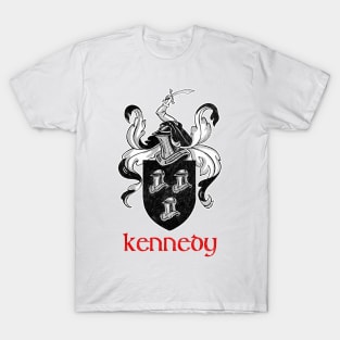 Kennedy Surname  / Faded Style Family Crest Coat Of Arms Design T-Shirt